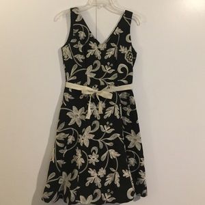 Black and cream embroidered dress