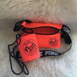 PINK Fanny pack and koozie