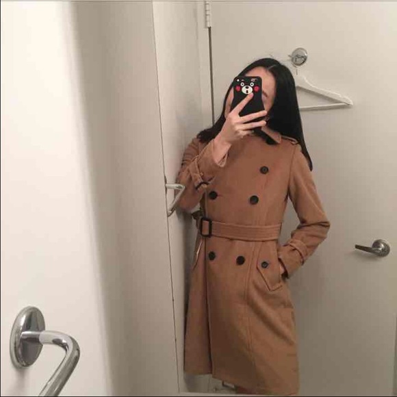 Camel tretch 100% wool coat made in Japan