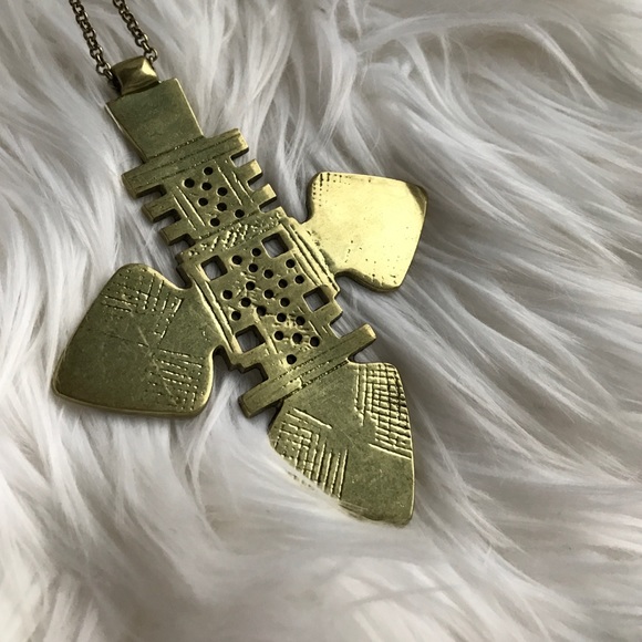 Soft Gold Aztec Print Necklace