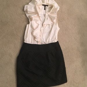 BCBG cream and black dress