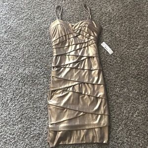 Flawless Gold Pleated NYE Dress