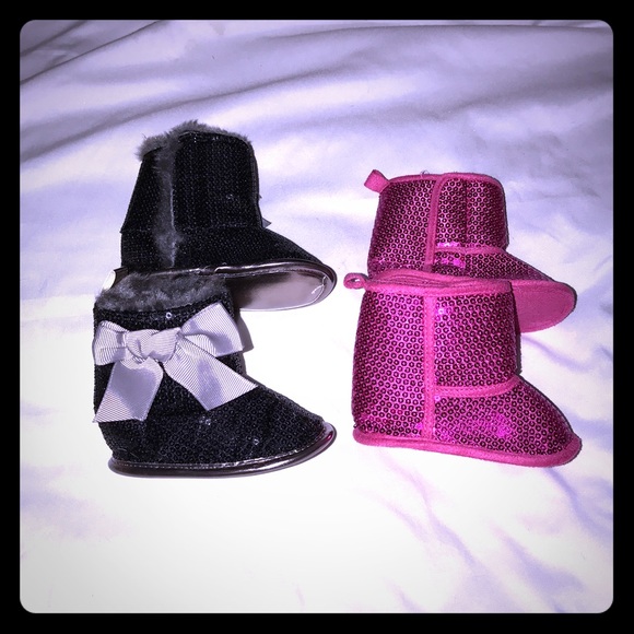 Super fancy sequin boots with bows (6-12m)