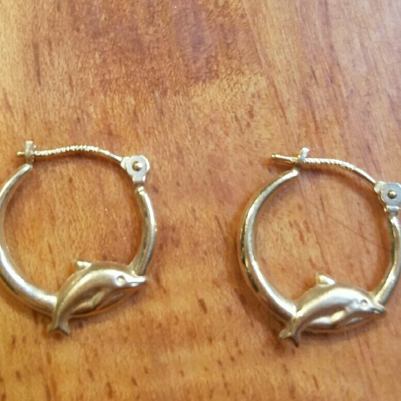 Gold dolphin hoops