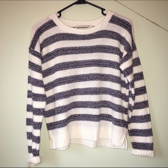 Blue and white striped sweater