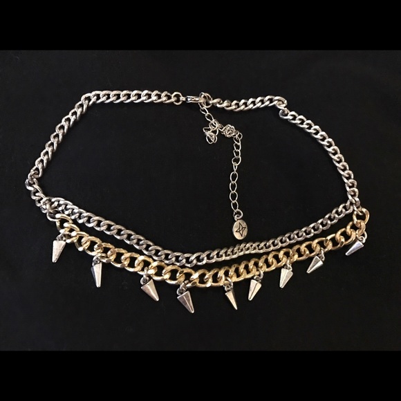 Silver and gold chain choker