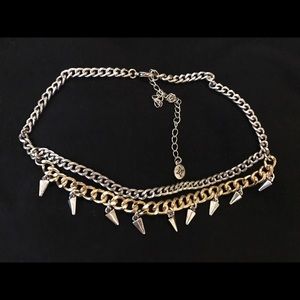 Silver and gold chain choker
