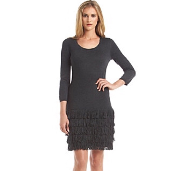 UPC 788627762104 - Calvin Klein Grey Poodle Fringe Sweater Dress ...