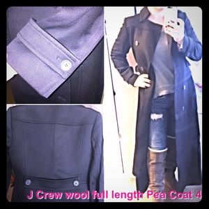 NEW Black J Crew full length wool pea coat 4