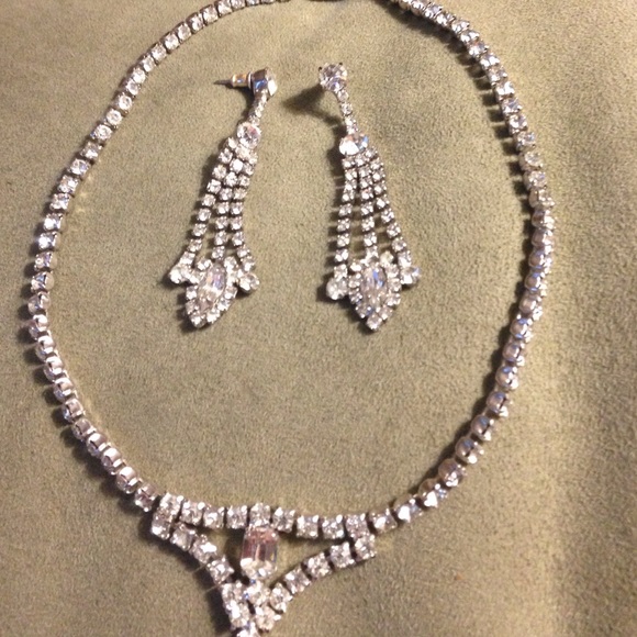Rhinestone Necklace and earrings set