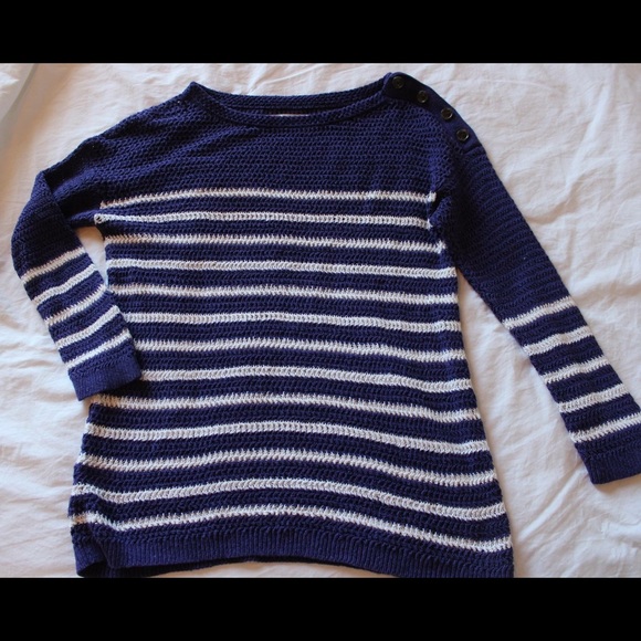 Ann Taylor LOFT striped purple sweater M