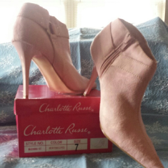 Light Pink Suede Ankle Booties