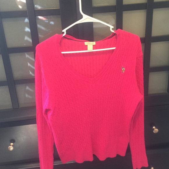 v neck pink polo sweater