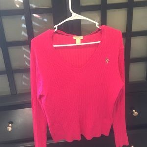 v neck pink polo sweater