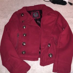 Red pea coat