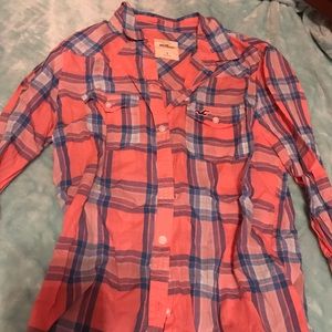 Hollister plaid button up shirt small