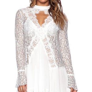Free people ivory keyhole neck lace dress