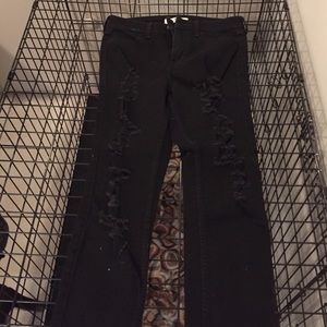 High waisted ripped jeans