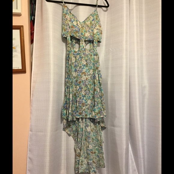 AKIRA (reverse) floral high low cutout dress