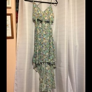 AKIRA (reverse) floral high low cutout dress