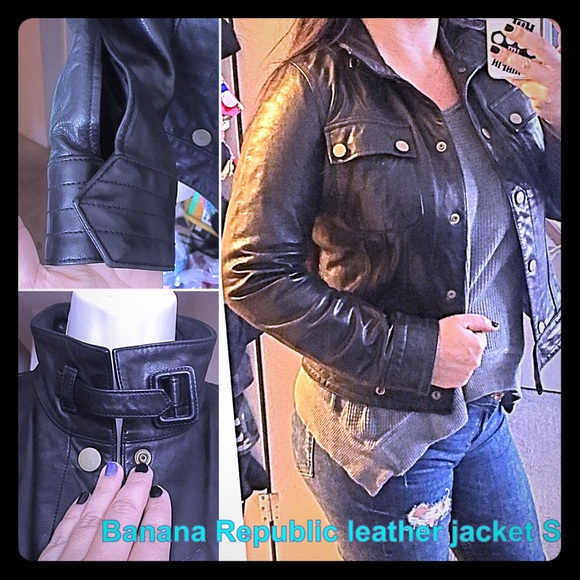 Black Banana Republic leather jacket moto S