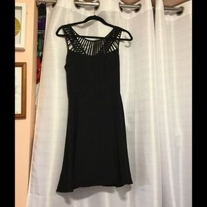 Black dress with cutout neckline