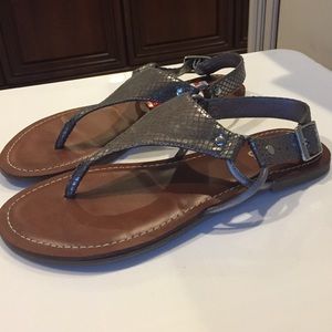 Pewter sandals by Carlos Santana