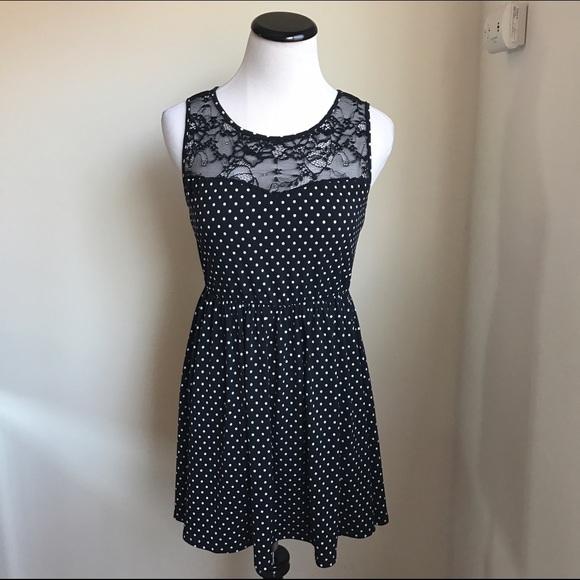 Forever 21 Dresses & Skirts - ✨SALE✨Forever 21 Polka Dot Lace Black Skater Dress