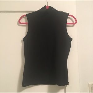 Black Merino wool sleeveless turtleneck