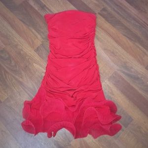Red Strapless Dress - Size M