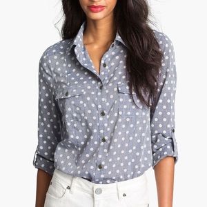 Blue Polka dot button down shirt