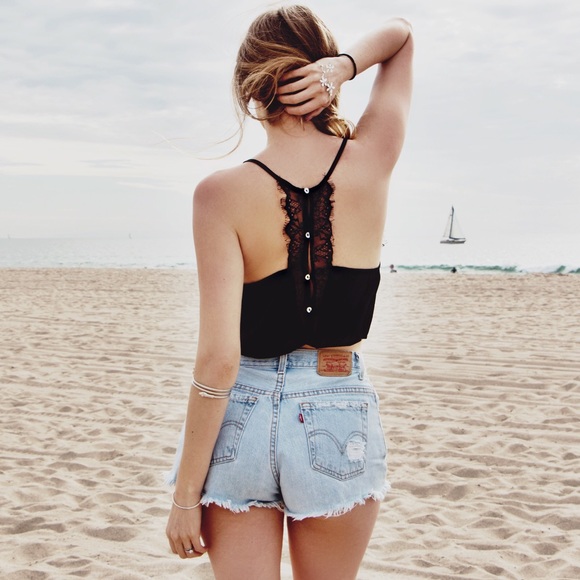 NWT: black haze lace crop top - Picture 2 of 2