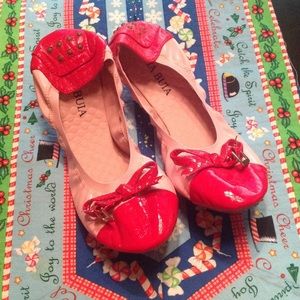 Unique red and pink flats
