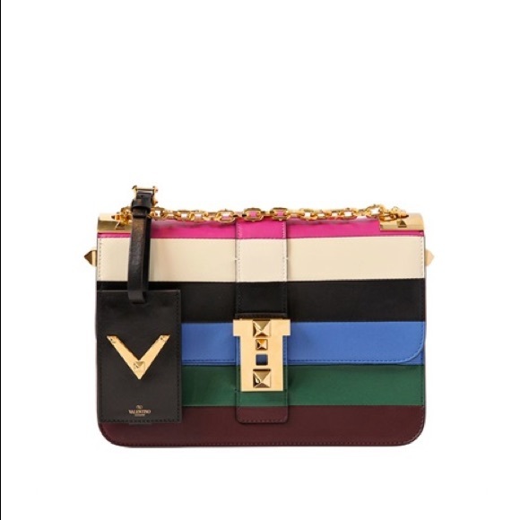 Sold!!!new Valentino Striped B-Rockstud Flap Bag