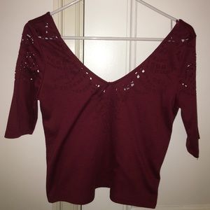 Three-quarter length slightly cropped top from UO
