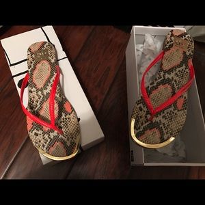 Dolce Vita hot coral snake flip flops size 9.5