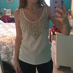 H&M Cream Embellished Tank Top