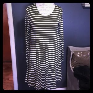 Boutique Olive/Cream or White/Black striped dress.