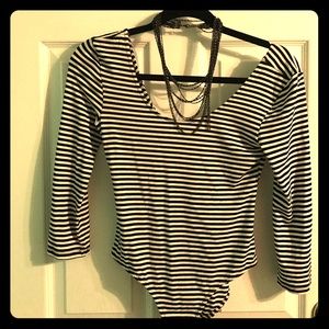 Black and white stripped bodysuit