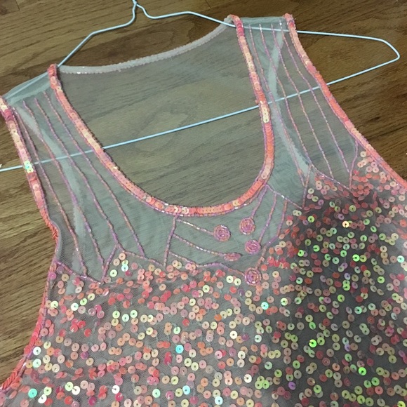 Peachy/orange sequins tank top. - Picture 4 of 4