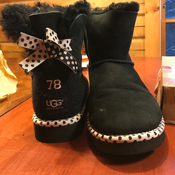 Gently loved black and white polka dot Uggs