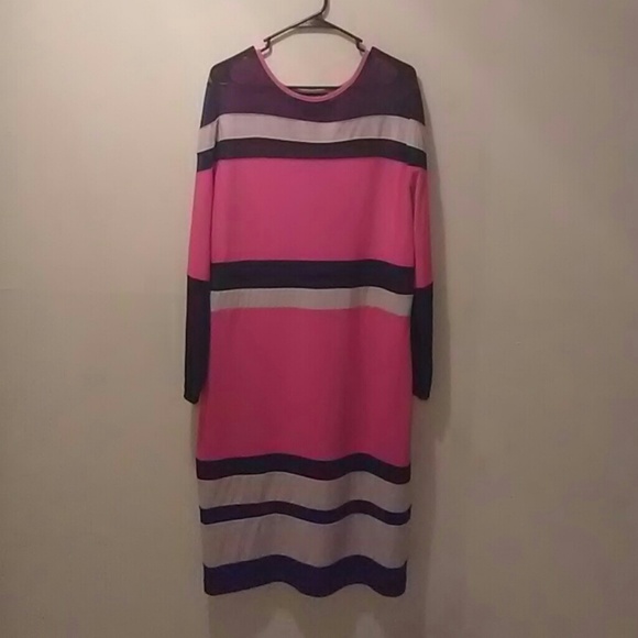 Coral black and beige dress
