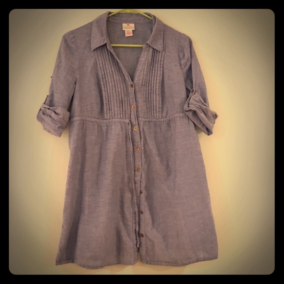 Two Hearts maternity button-up shirt.