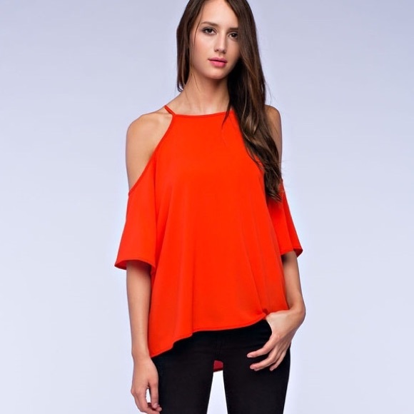 BNWOT Orange Cold Shoulder Top - Picture 1 of 1