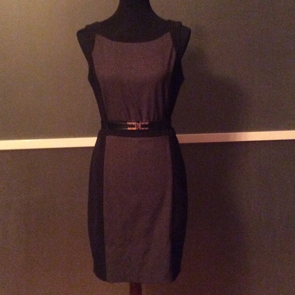 Black and Grey A-Line Dress