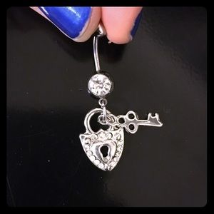 Heart and Key Belly Button Ring