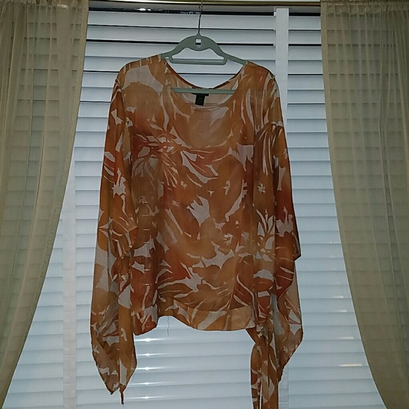 Autumn print blouse in shades of burnt orange