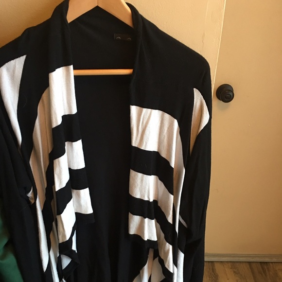 Black and white draped cardigan