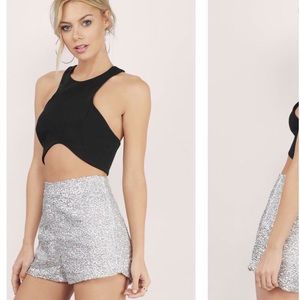 TOBI SILVER SEQUIN SHORTS
