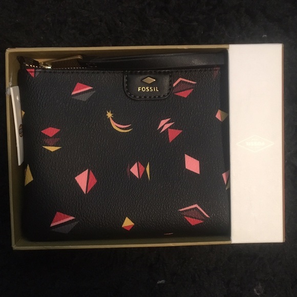 Fossil black shooting star small clutch